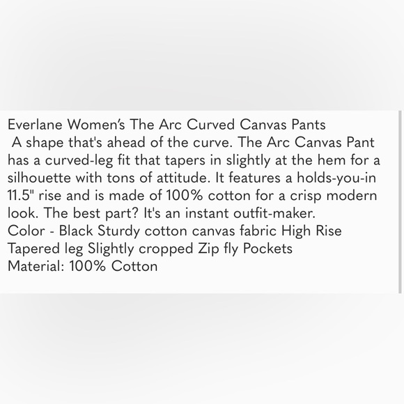 Everlane Curved/ barrel Black Canvas Pants - Picture 10 of 11